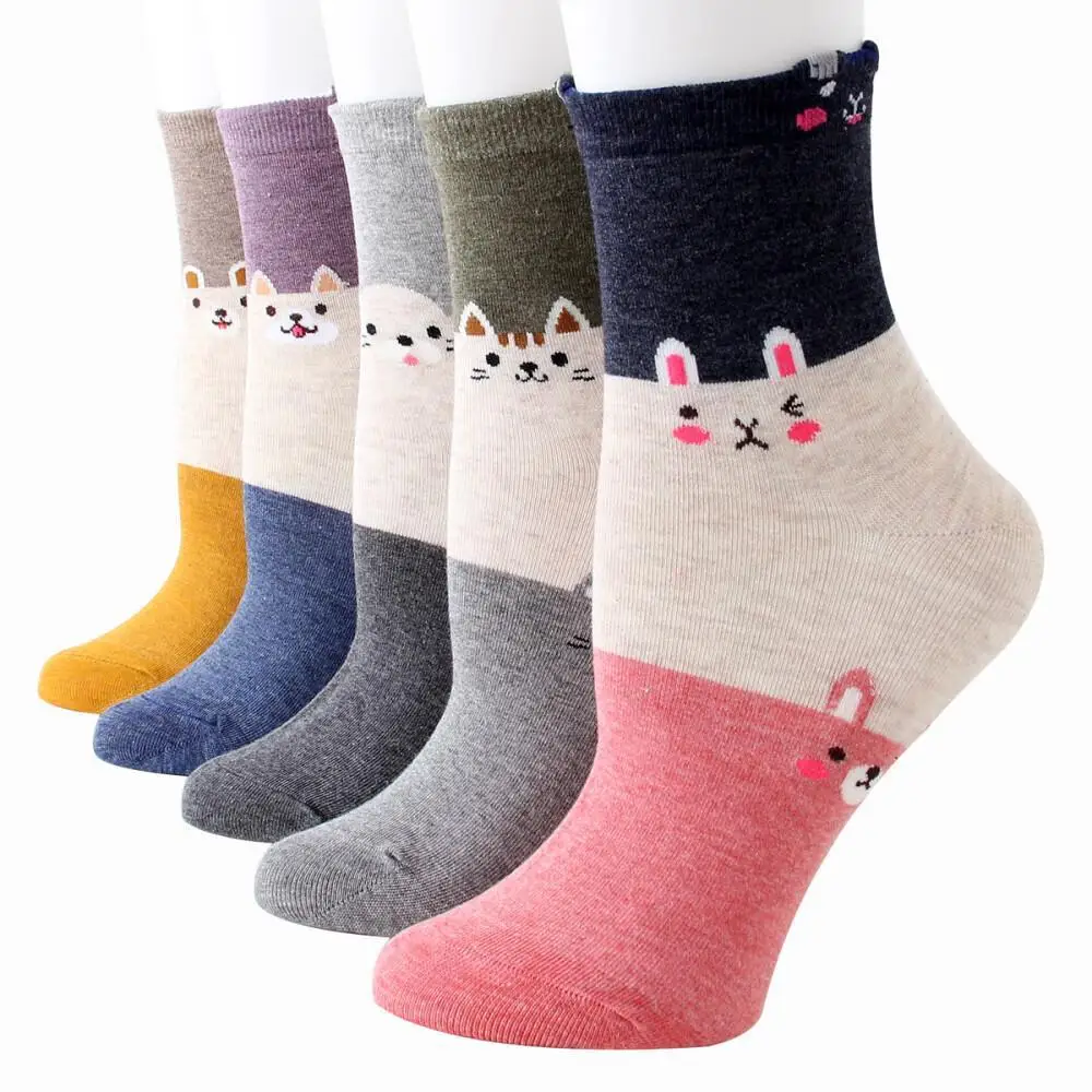 Socks Cartoon Set 5 Pack Cotton Combination Women Hosiery Apparel Wholesale Price