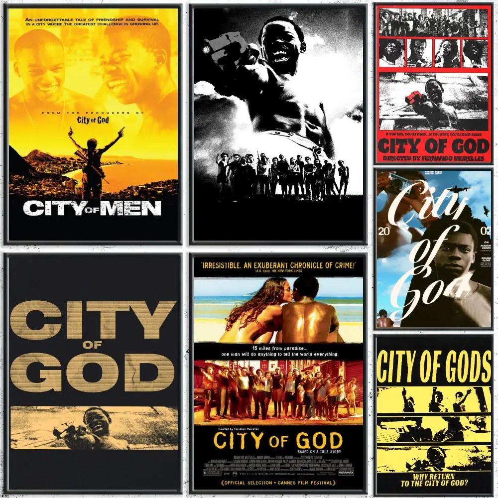Iconic Movie C-City of GodS Poster HD Self-Adhesive No Residue After Removal Ideal for All Kinds of Wall Decor