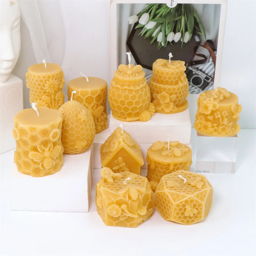 

Honeycomb Double-layer Cake Candle Silicone Molds Honeycomb Column Aromatherapy Plaster Resin Molds Candle Making Supplies