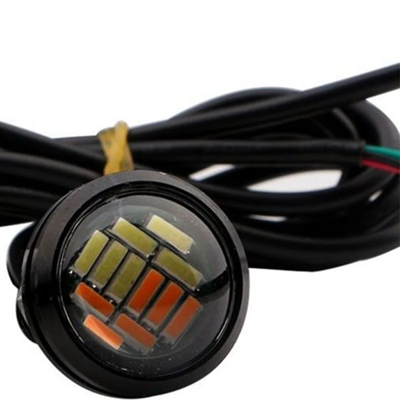 4 sztuki samochodowe 12V 23Mm podwójny kolor switback 4014 12 Led Drl typu Eagle Eye lampa do jazdy dziennej