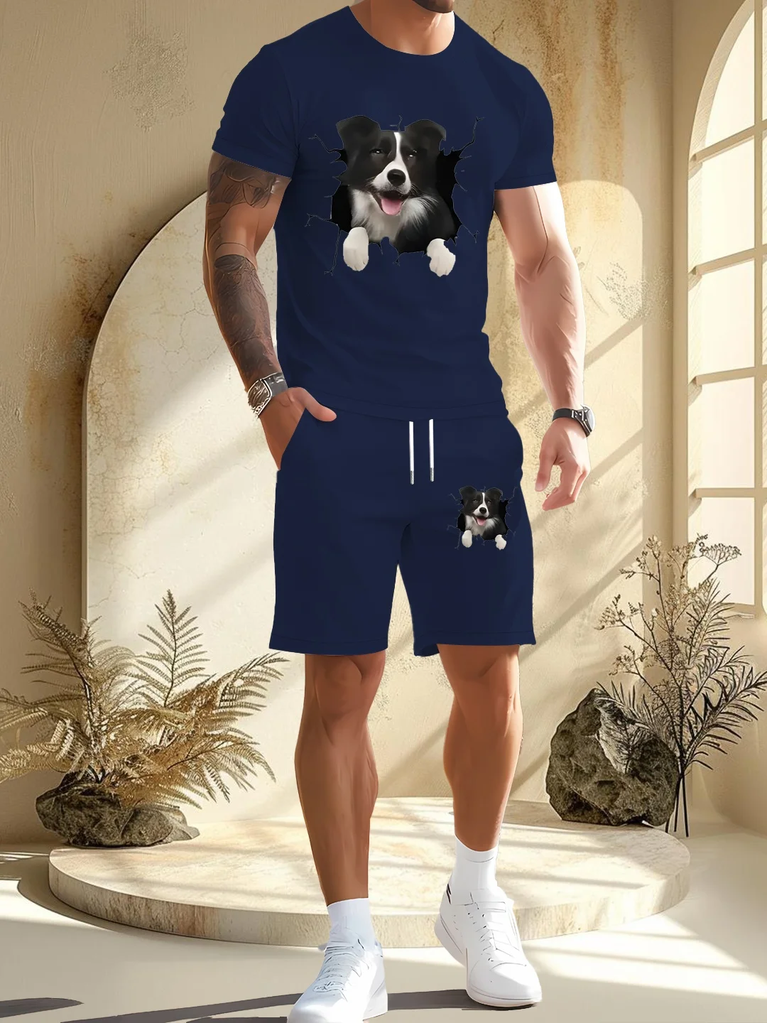 

Summer Men's Short-sleeved and Shorts Set, Simple and Casual, High-quality Outdoor Men's Wear, Summer Fashionable Loose Pullover