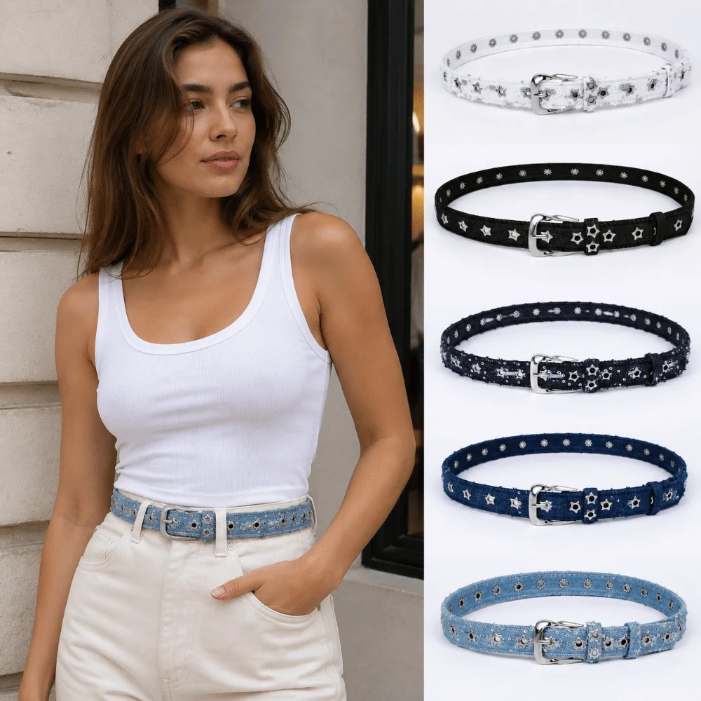 Vintage Pin Buckle Denim Waist Belt Adjustable All-Match Canvas Jeans Belt Decorative Waist Strap Casual Wear
