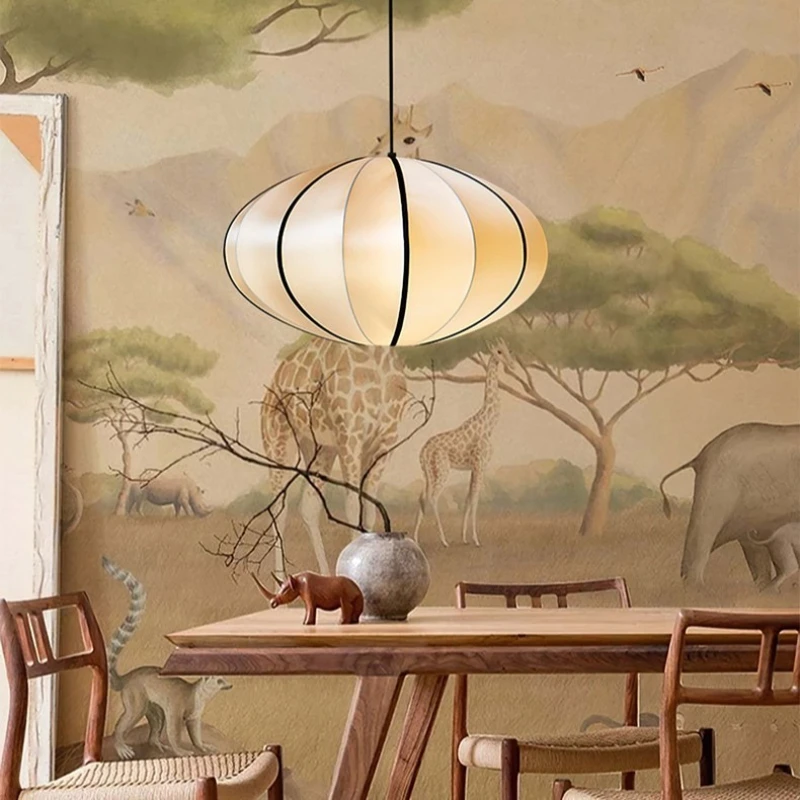 

Japanese Restaurant Fabric Lantern Chandelier Vintage Living Room Bedroom Hotel Homestay Creative Dining Hotel Dining Table