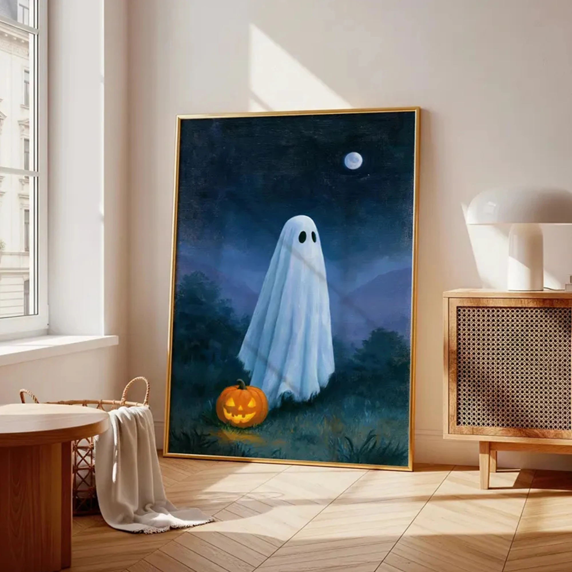 Modernes Halloween-Mondlicht-Geister-Wandbild, Kunstdruck auf Leinwand, Poster für Wohnzimmer, Schlafzimmer, Heimdekoration