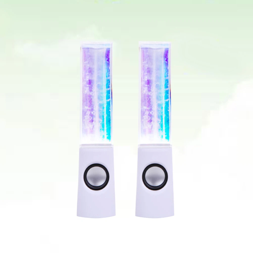 

One Pair Wired Fountain Speakers White Plastic Material 2x3W Stereo Sound Colorful LED Music Fountain for Pc Smartphone Laptop