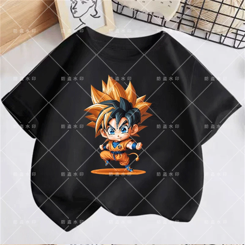 Sudadera con capucha de DragonBall para niños y niñas, de manga corta Camiseta deportiva, Goku, ropa de verano, 2024