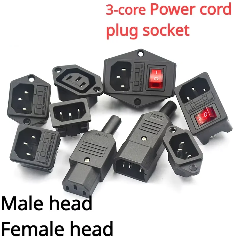 1Pcs Three-core Power Cord Plug Socket Male Head Female Head Charging Character Plug Extension Cable AC Power Seat Pure Copper