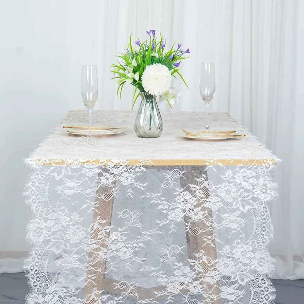 Vintage French Lace Tablecloth White Floral Embroidery Farmhouse Style Lace Tablecloth Exquisite Floral Patterns Romantic Night