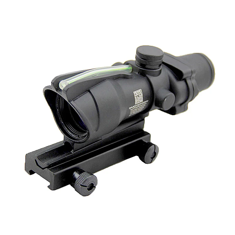 ACOG Optic Fiber Source Scope, Tactical Red Illuminated Real Fiber Optics, Etched Reticle, Riflescope, Weaver Mount, 4x32