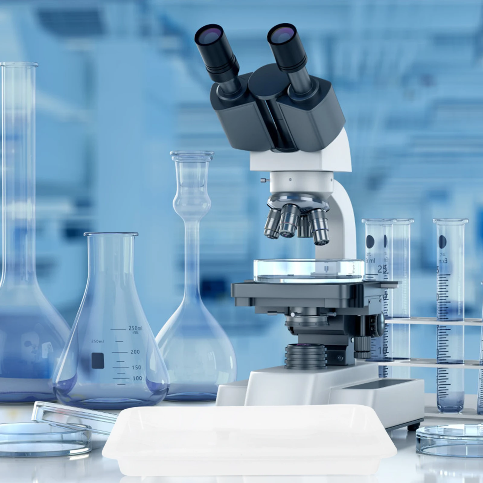 6pcs Laboratory Tray Leakproof Plastic Containment Trays For Science Experiments Teaching Labs Storage Sorting Drying Glassware