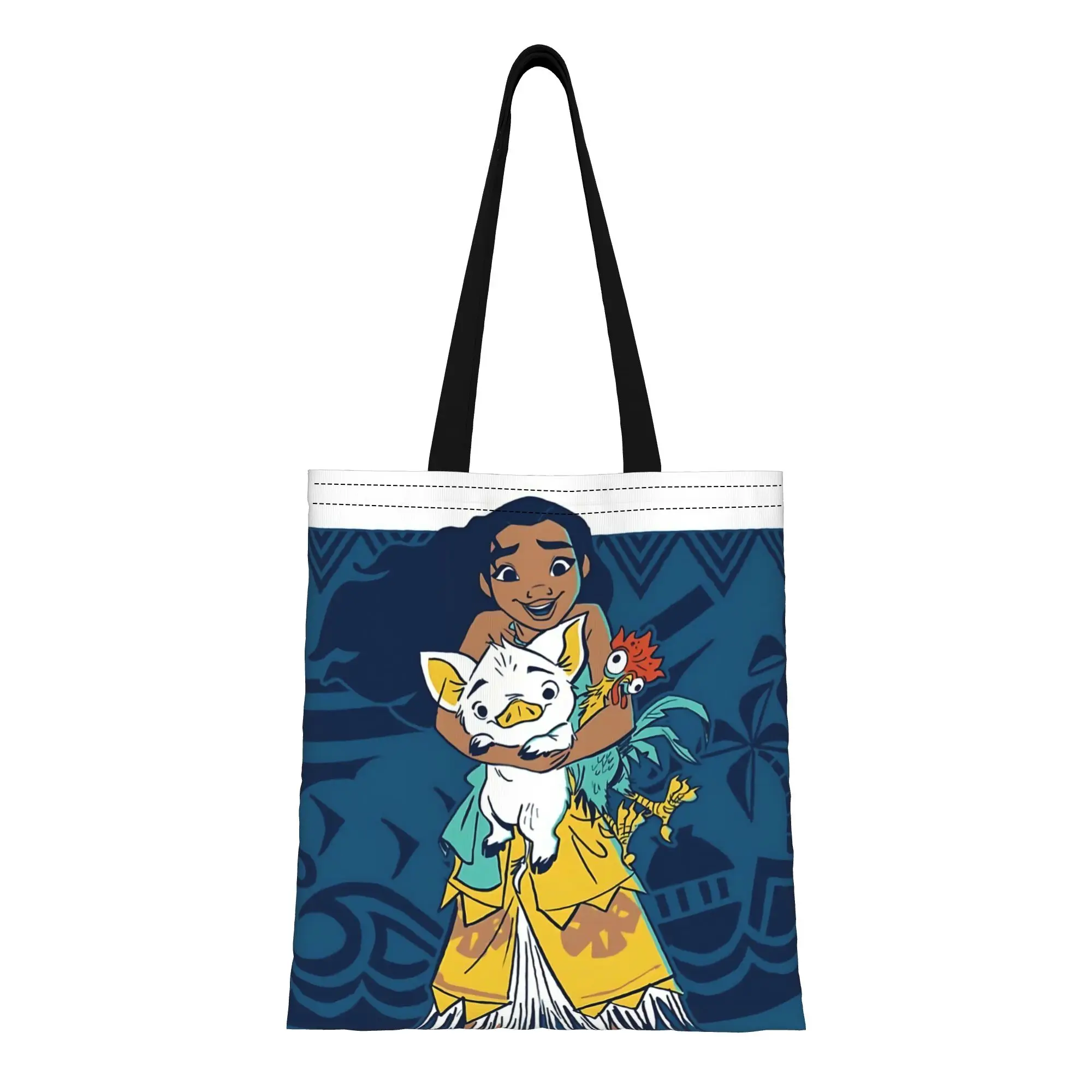 

1PC back to school Large Capacity Disney animation Moana princess Canvas Tote Bag Foldable Chic Pattern Gifts
