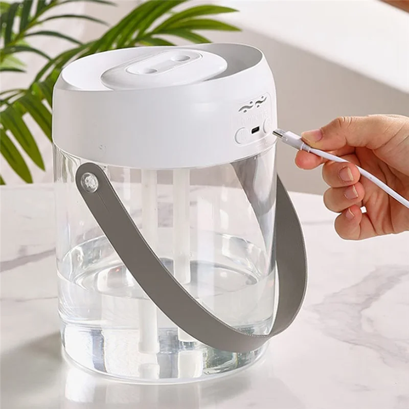 A71Z Bianco 2L Doppio Ugello Umidificatore Desktop Da Ufficio Atomizzatore D'aria Portatile USB Ricaricabile Display Digitale Umidificazione Nebuli