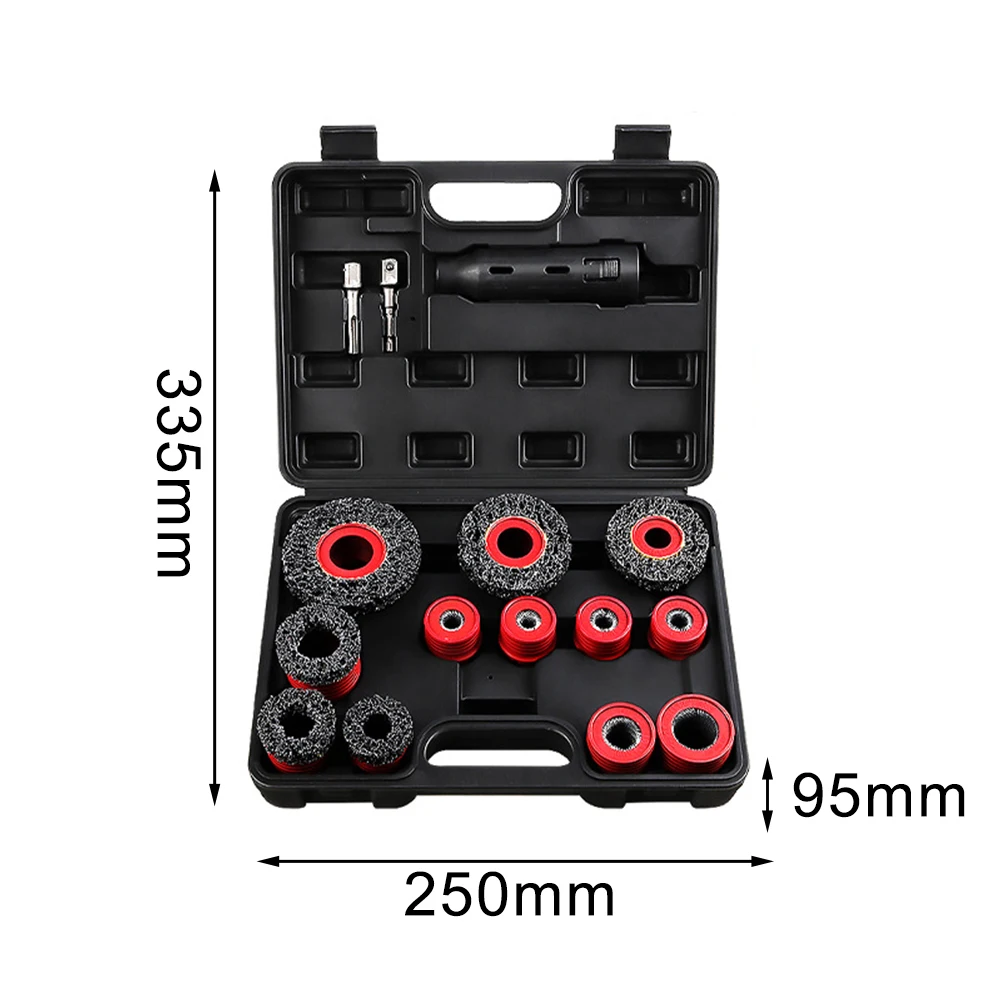 15PCS Car Wheel Cleaner Brush Set For Rust Removal On Nuts And Bolts With Drill Adapter Automotive Tool Kit