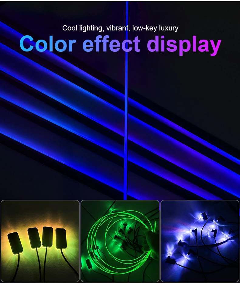 18 in 1 Umgebungslicht für den Innenraum des Autos, 64 Farben, atmen Sie die Armaturenbrett-Türdekoration, LED-Streifenlichter, RGB, Bluetooth, App-Steuerung, 12 V – Detail 7