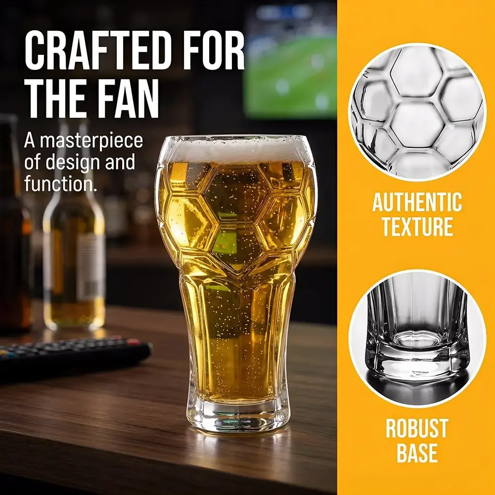 Football Shaped Beer Glass 600ml Crystal Glass Cup for Craft Beer Bar Home Use