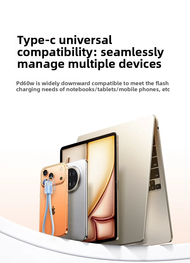 UGREEN Portable Lanyard USB Type C To Type C Cable PD Fast Charging Data For Apple iPad iPhone 17 16 Mobile Phone Tablet Android