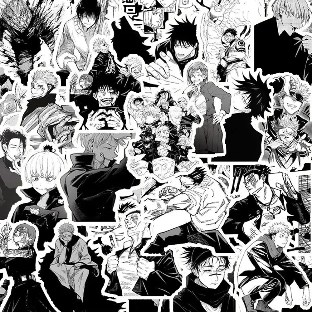 

10/30/50/100pcs Classic Jujutsu Kaisen Anime Stickers Cool Black White Decals DIY Suitcase Notebook Phone Cartoon Manga Sticker