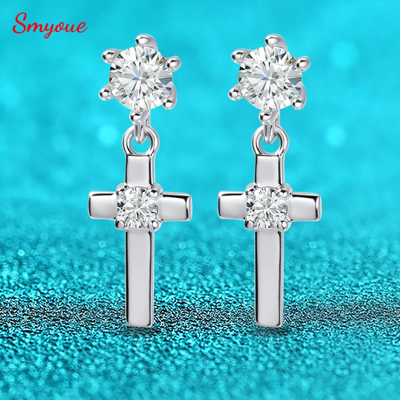 

Серьги-подвески Smyoue с муассанитами для женщин, цвет D, VVS1, имитация бриллиантов, в стиле хип-хоп, из настоящего серебра S925 пробы