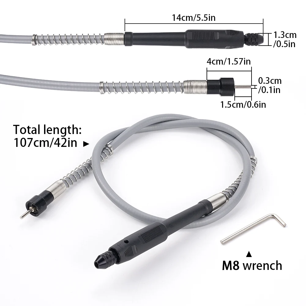Extensor de amoladora de eje Flexible suave de 107cm con mango de mandril de taladro de 0,3-3,2mm para accesorios de amoladora de herramientas rotativas Dremel Power