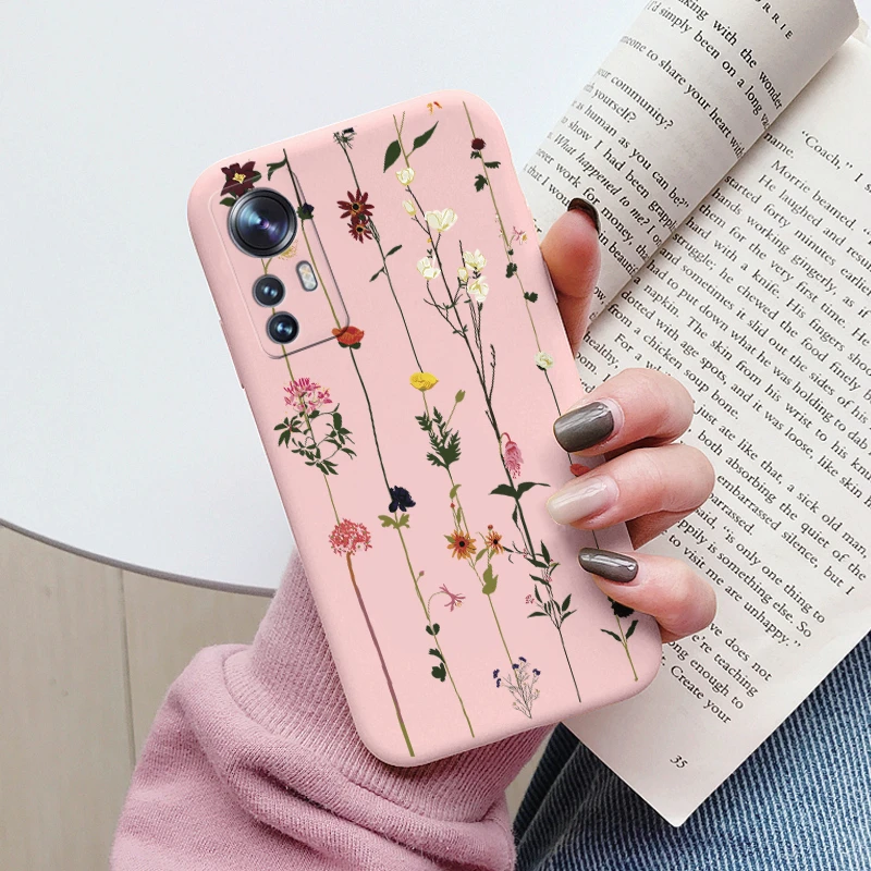 Flower Phone Case For Xiaom 12 5G 12X 12S 12 Lite Funda Cute Heart Cartoon Owl Xiaomi 12 X Mi12 Lite Matte Soft TPU Back Cover
