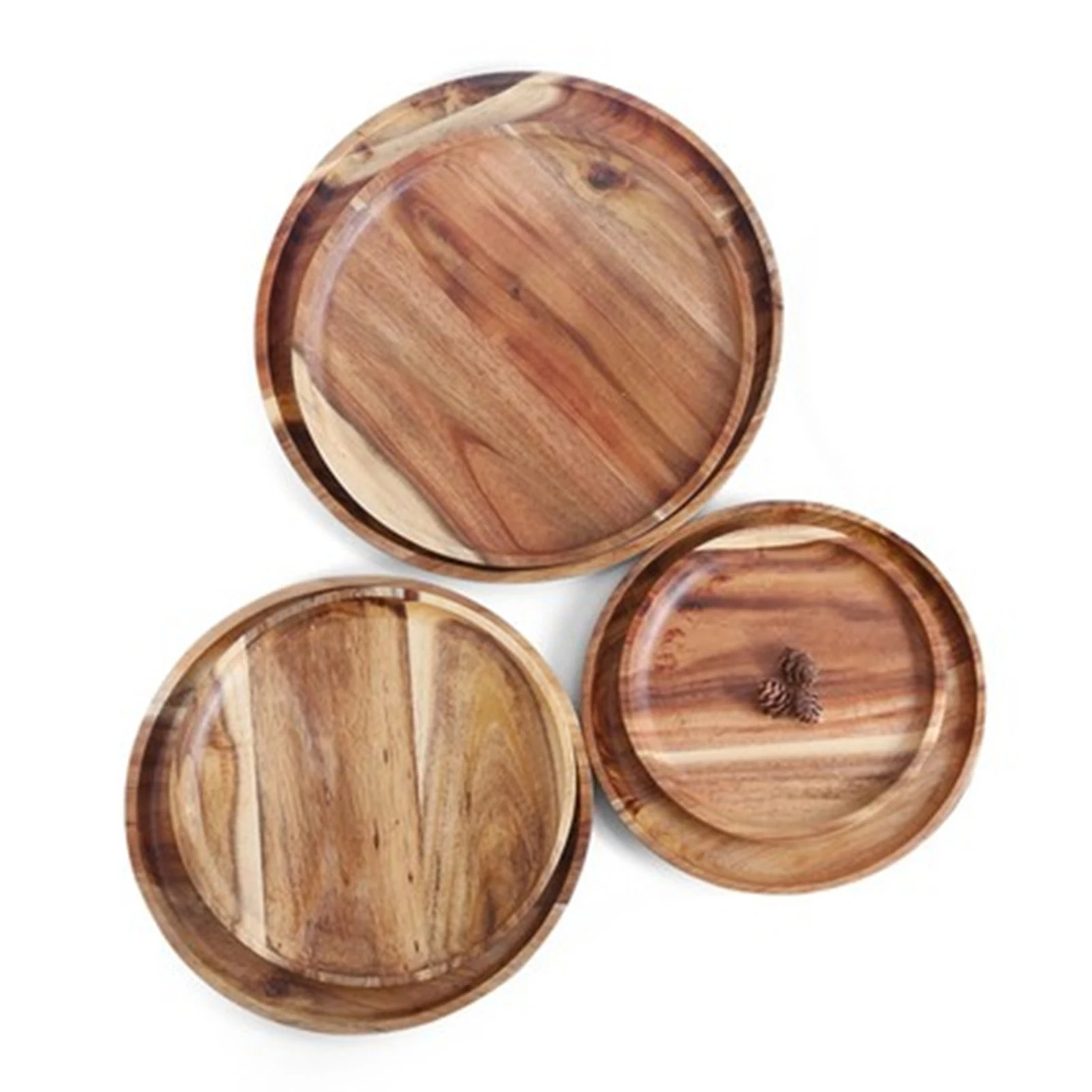 

Wood Round Decorative Tray Festive Table Decoration Tray for Parties Holidays Restaurant