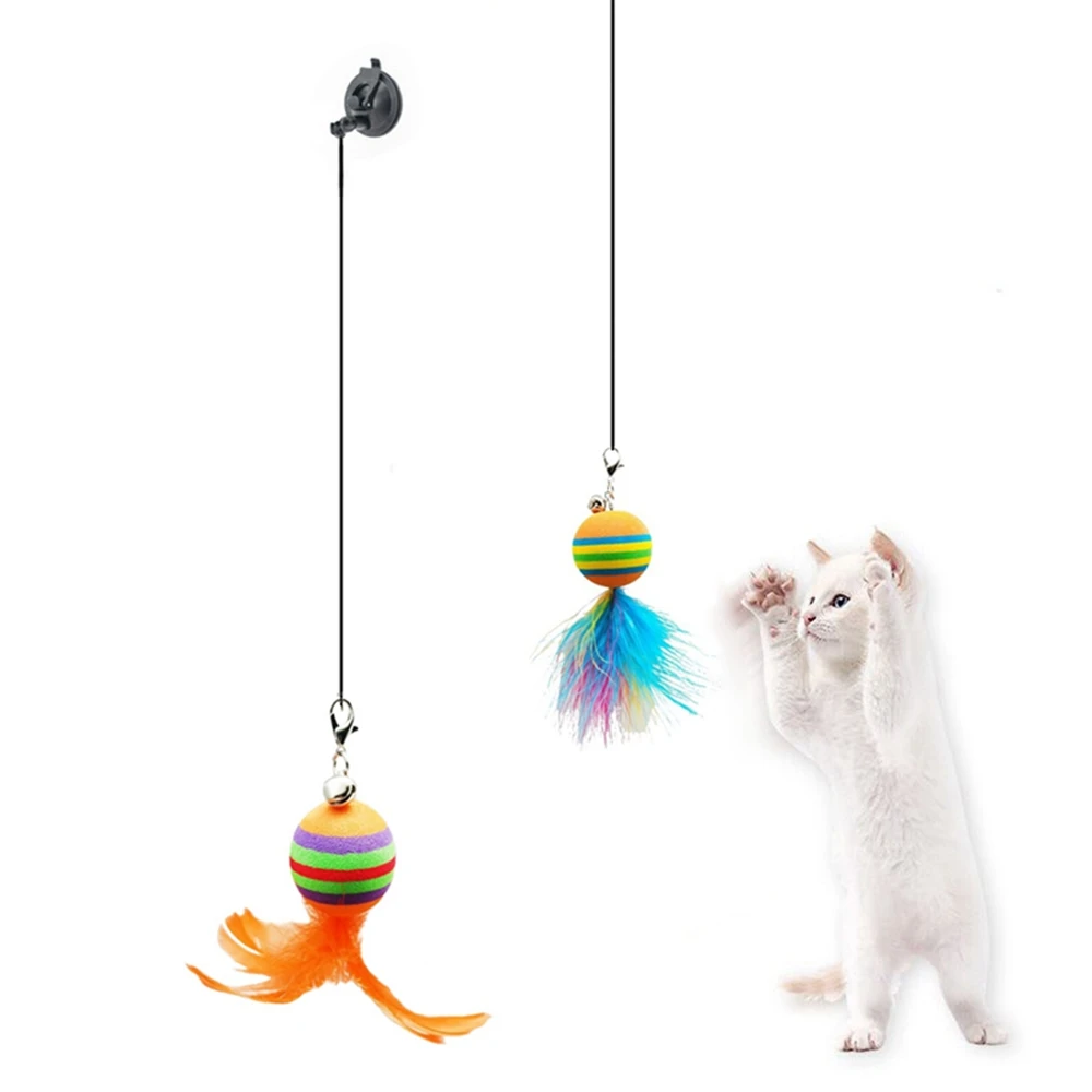 Interactive Cat Toys for Cat Teaser Batting Practice Feather Bird Cat Toy Cat Mouse Toys Replacement for Kitty Kitten Indoor