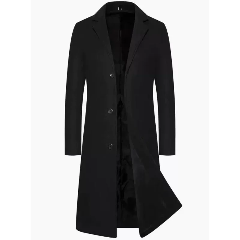 Autumn England Style Long Trench Men Cotton Solid Turn Down Collar Windbreaker Coats Male Smart Casual Single Breasted Outwear