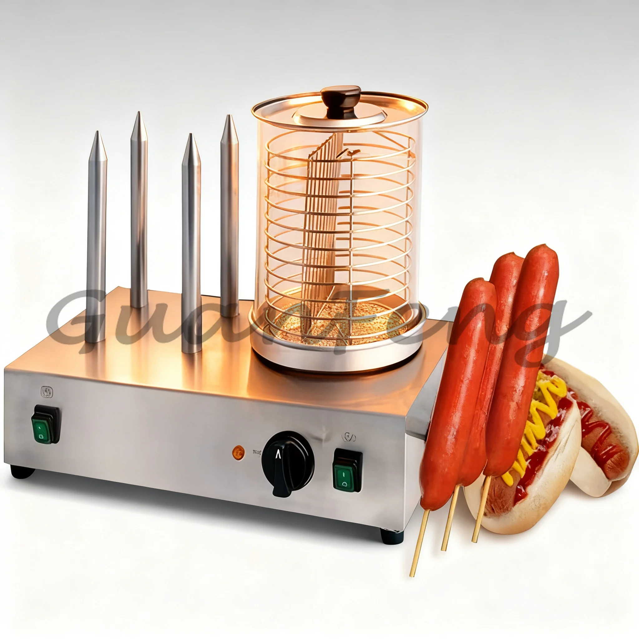 Desktop Electric Hot Dog Warmer, Sausage Machine with Baking, Heat Preservation & Display Function for Commercial Snack Shop