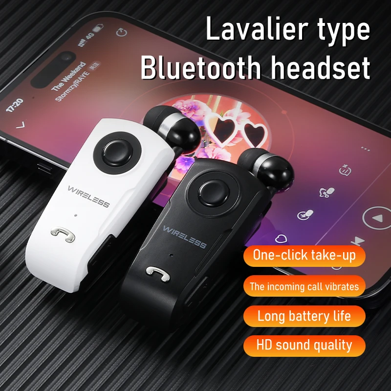 Calling number: Lavalier type Bluetooth earphone, telescopic cable, vibrating bass stereo, one on two universal phone