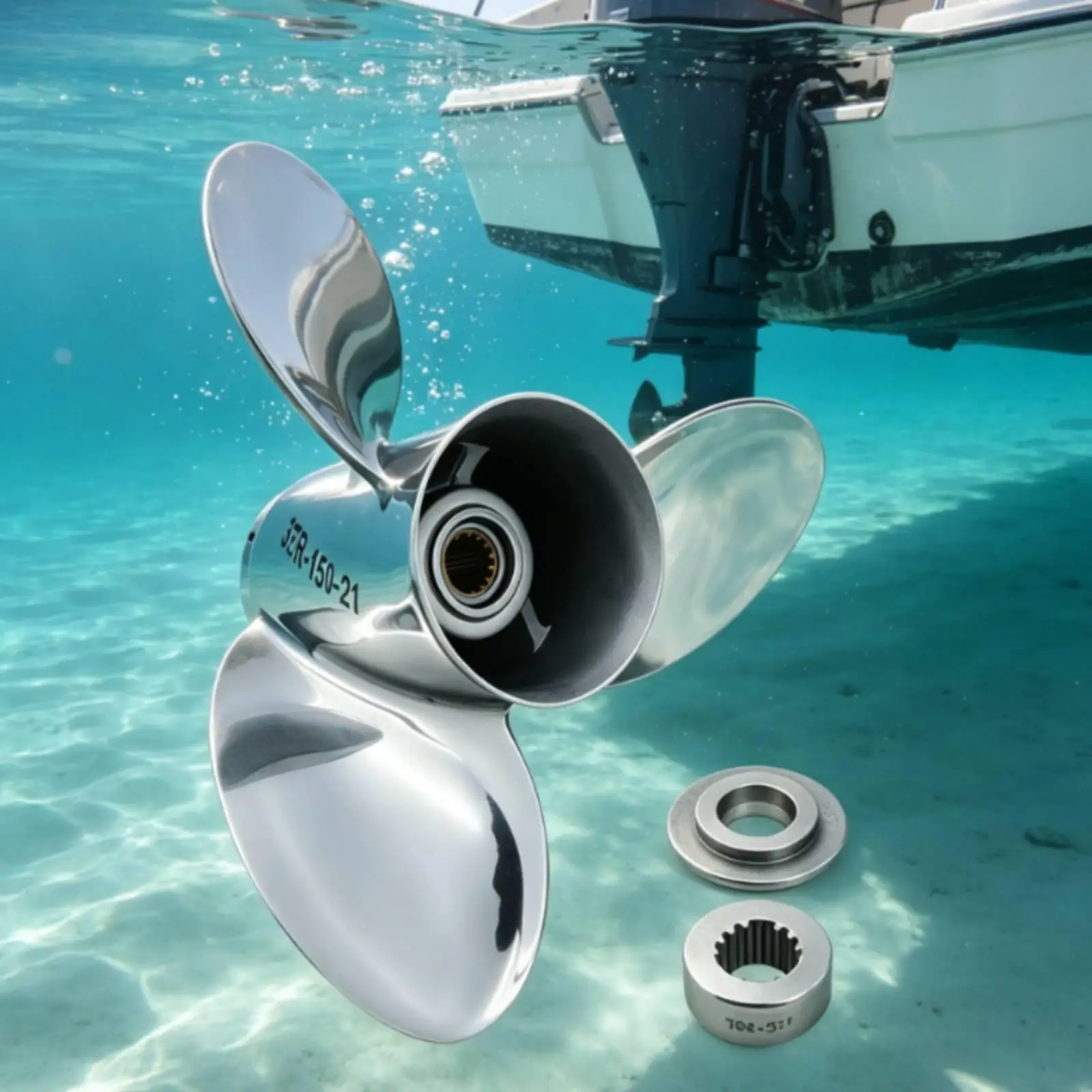High Performance Boat Propeller Stainless Steel Splined Hub for Suzuki Outboard Engine