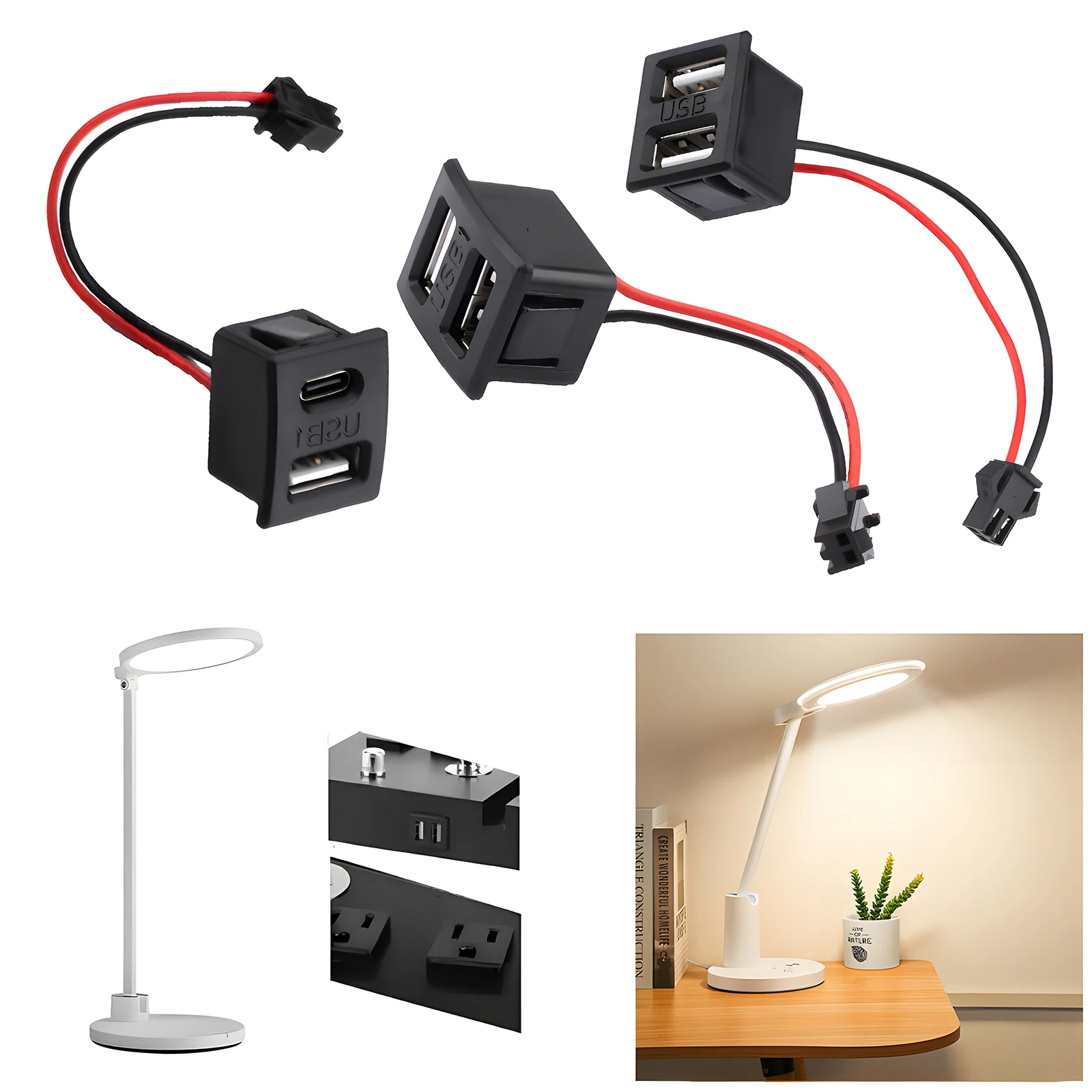 Enchufe hembra USB de doble capa tipo toma de corriente de carga de lámpara CUSB