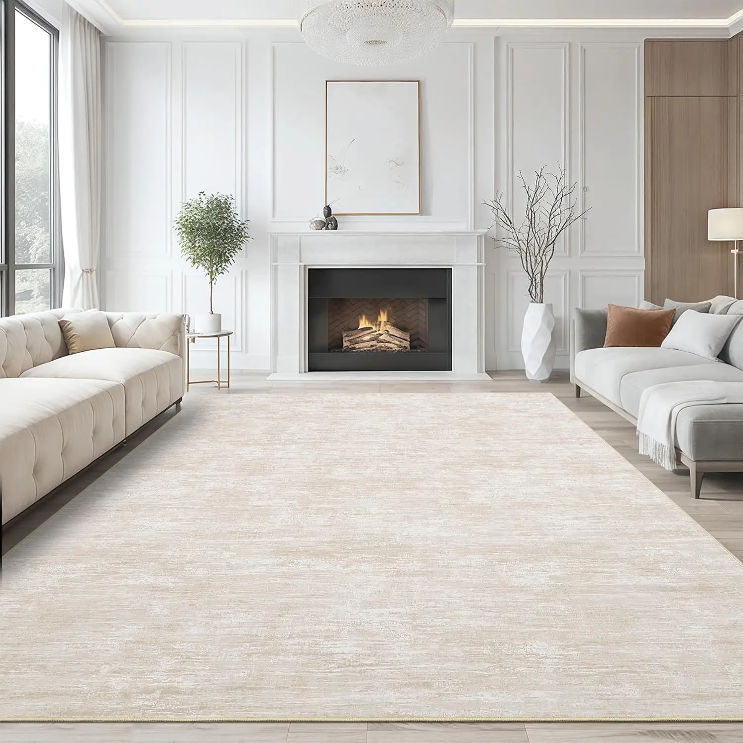 200x290cm Waschbarer Teppich für Wohnzimmer, Dicker Perlvelours Rutschfester Teppich für Schlafzimmer, Moderner Einfarbiger Faltbarer Teppich, Fleckenbeständig & Haustierfreundlich