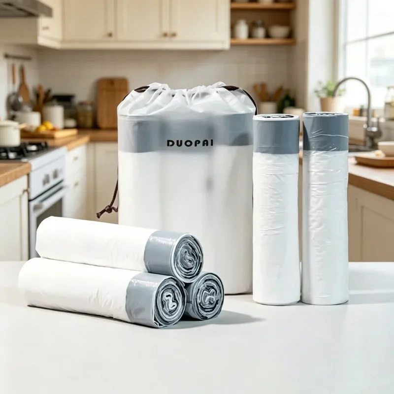 Disposable Transparent Drawstring Trash Bag Thickened Garbage Bag Household Kitchen Dormitory Living Room Waste Collection