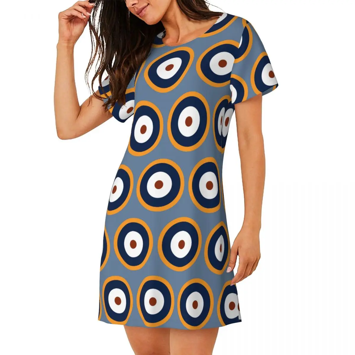 The RAF Roundel Version Used During World War 2 Short Sleeves Nightdress For Sleeping Women Short Sleeve Nightgowns Pajama Dress