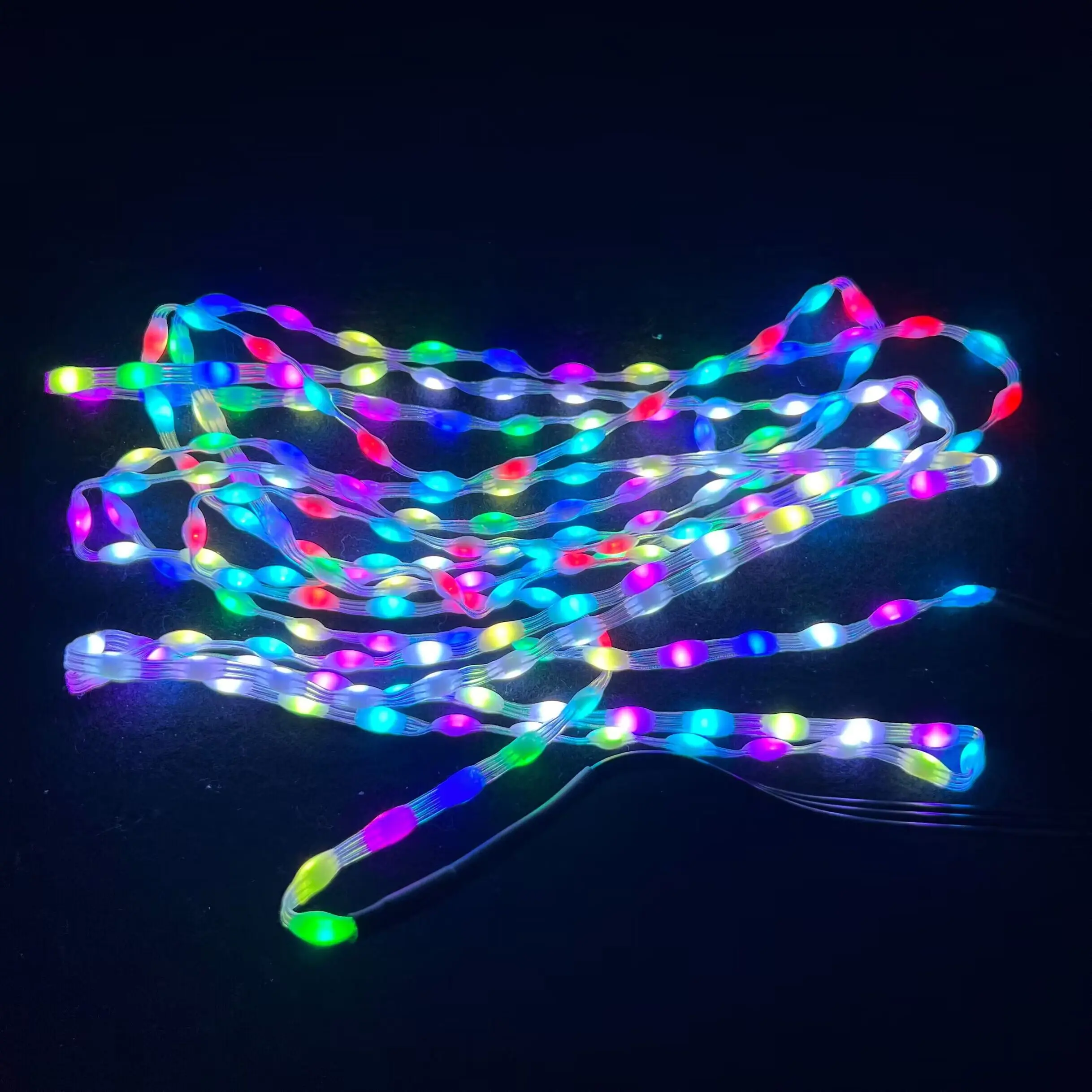 DC5V 200ct 15/20/25/30mm Pitch WS2811 LED Pebble Pixel String Light RGB Addressable Full Color IP67 Clear Wire 13.5mm/xConnect