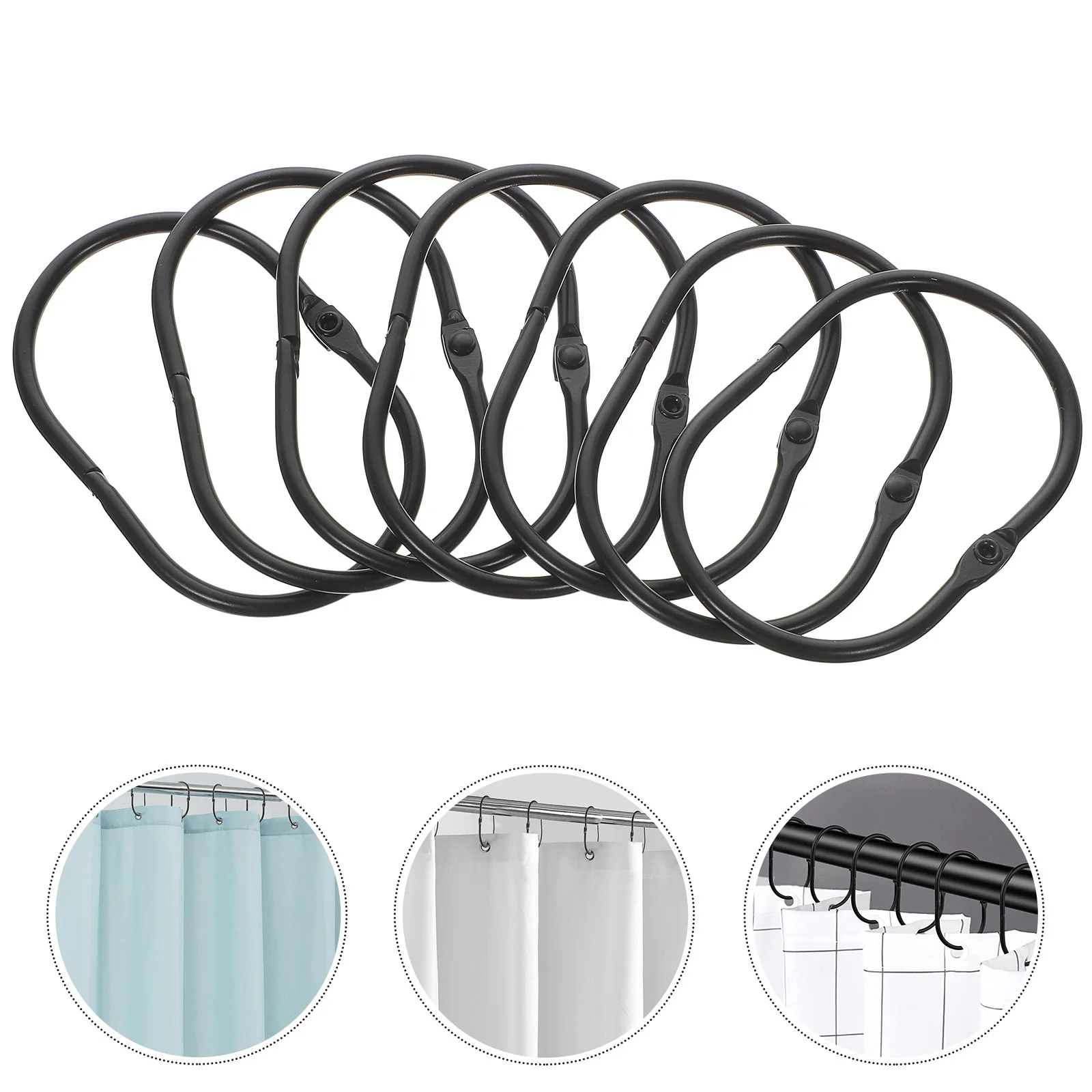 30 قطعة حلقات ستائر الدش المعلقة خطافات معدنية مقاومة للصدأ انزلاق سلسة الثقيلة لقضبان ستائر الحمام خطافات الدش #6