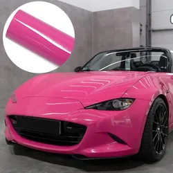 Car Sticker Glossy Rose Red Color Change Vinyl Film PVC Film Bubble Free Car Wrapping Decal Car Accessories Auto Decoration
