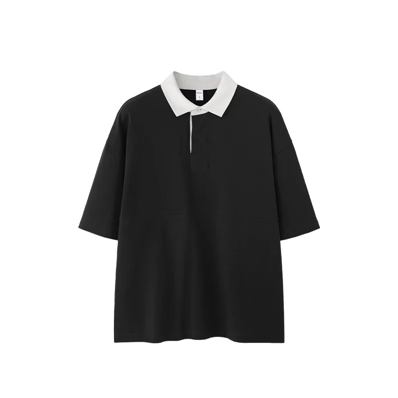 

Senbo Clothing Japanese style white lapel T-shirt spring and summer new mountain style outdoor contrast color POLO shirt