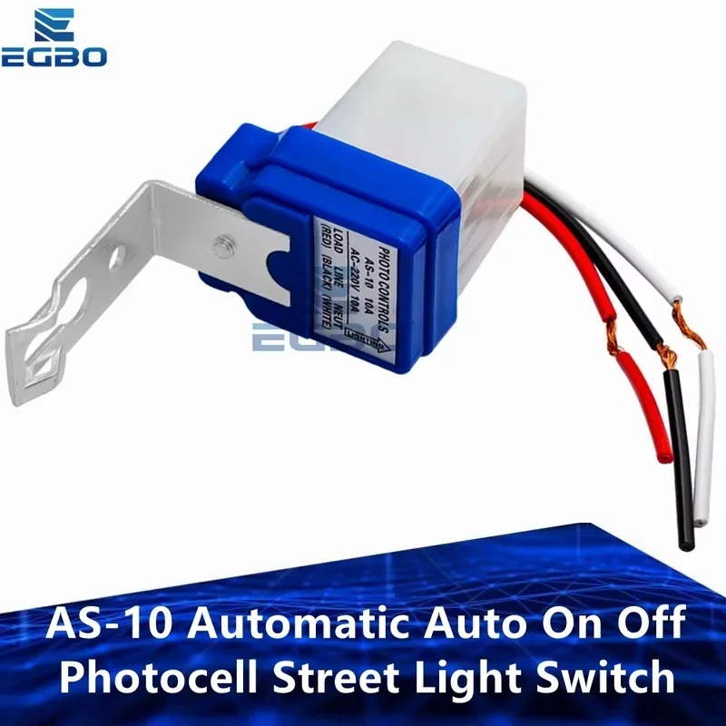 AS-10 Automatic Photocell Street Light Switch: AC 220V (50-60Hz) 10A – DC/AC Compatible Photo Control Sensor Switch