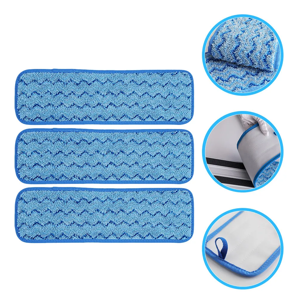 3Pcs Large Microfiber Mop Cloths Replaceable Stick-on Design for Flat Mops Excellent Water Absorption Floor Cleaning Mop Pad