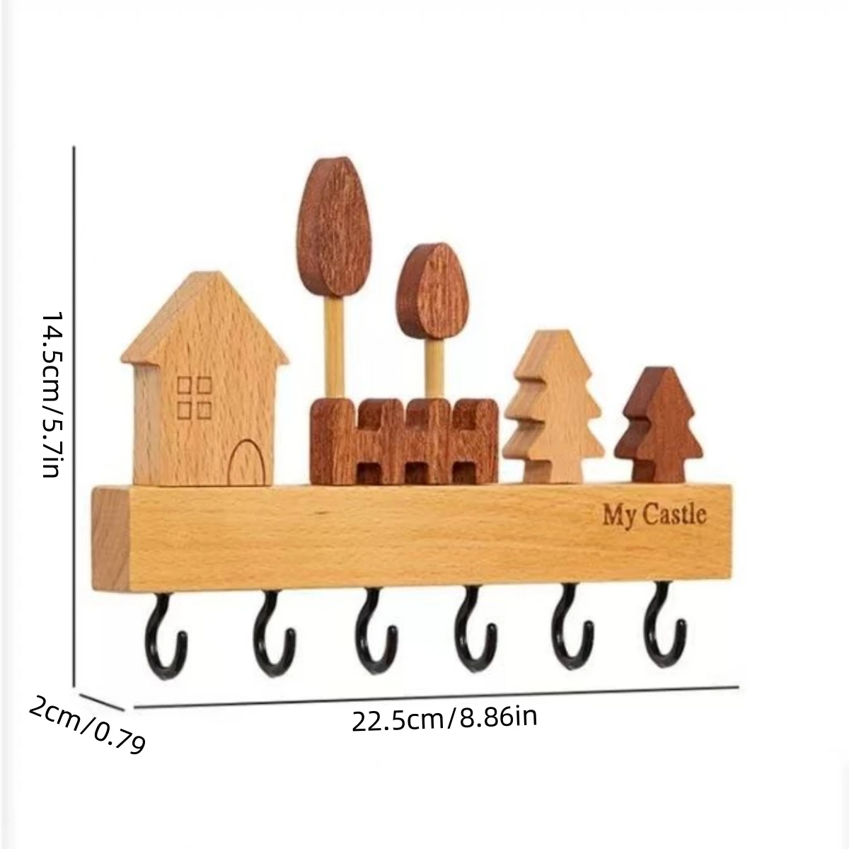 1 zestaw prostych i uroczych haczyków na klucze z litego drewna, trójwymiarowy haczyk do szafki ściennej bez gwoździ do dekoracji ścian