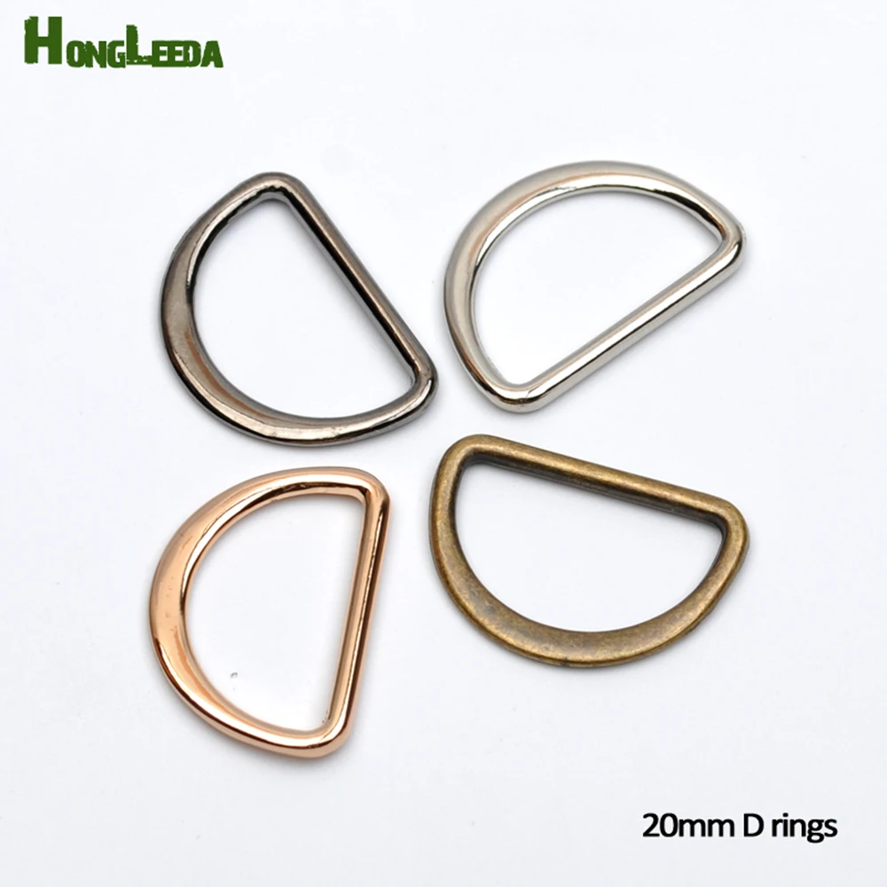 Wholesale 100pcs/lot 20mm metal flat alloy D Dee Ring adjustable buckles nickle/black/bronze/gold for bag webbing strap FDR-20mm