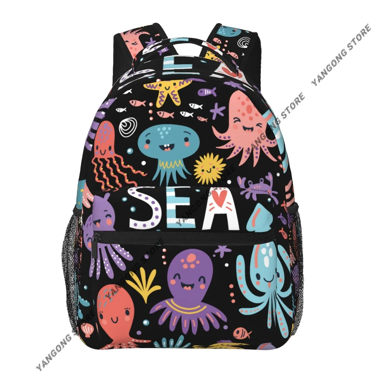 Fashion Backpack Women Men Unisex Students Backpacks Cute Octopus Fishes Sea Poster Travel bag Bookbag
