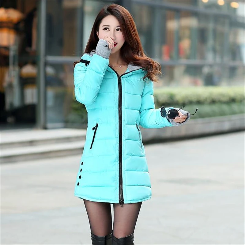 Hot Sale Parka Jas Dames Winterjassen Lange Katoenen Casual Capuchon Overjas Vrouwelijke Dikker Warme Dame Donsbovenkleding