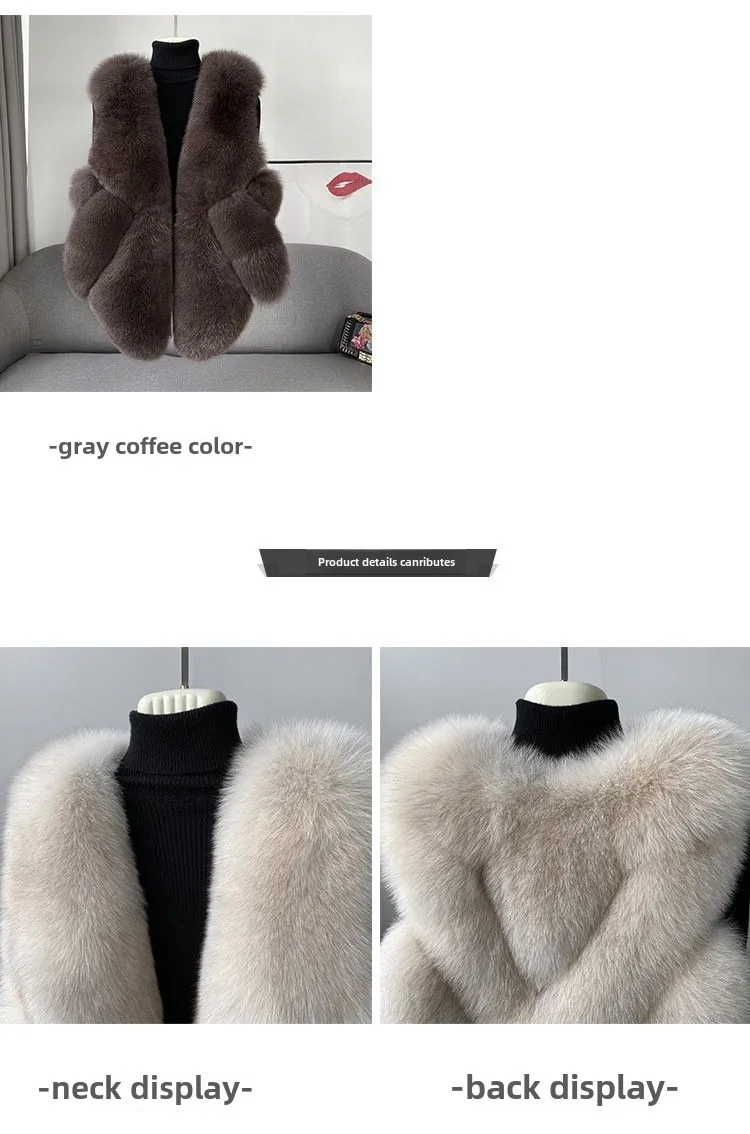2024 autumn and winter new fox fur vest women's short coat young fur integrated vest winter coat women