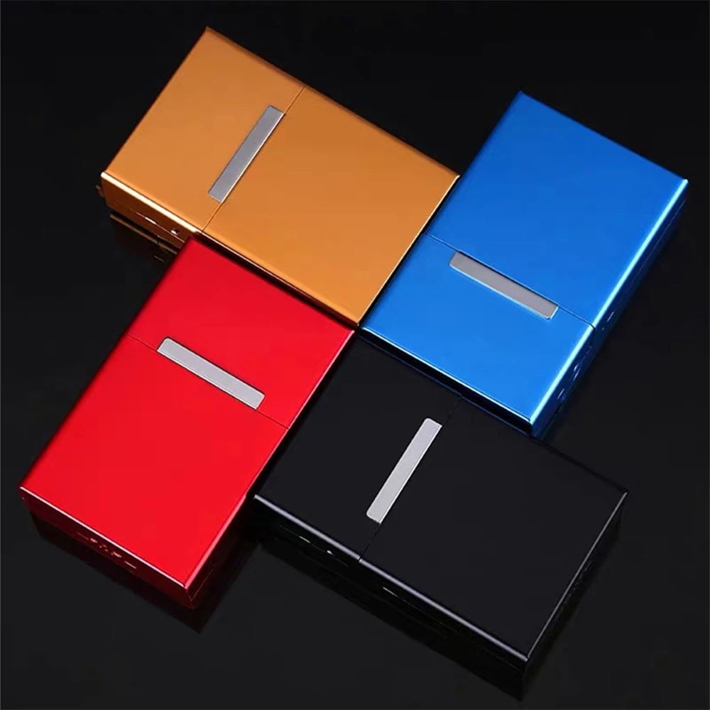 

1pc Hard Cigarettes Box Tobacco Box Case Cover Metal Tobacco Cigarette Case Box Cover Classic Men's Long Cigarettes Case Holder