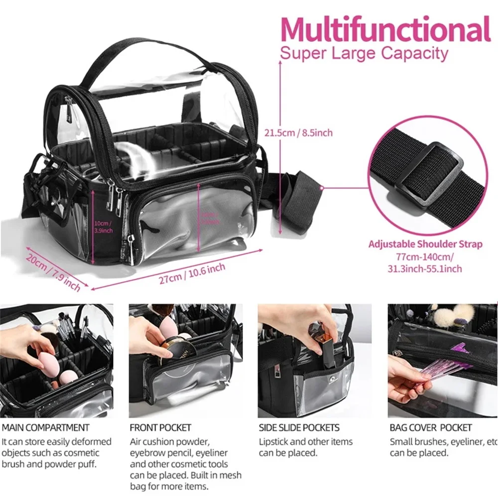 อาชีพกรณีแต่งหน้าแฟชั่นช่างเสริมสวยเครื่องสําอางค์เครื่องมือกล่องเก็บกระเป๋าเดินทางสําหรับผู้หญิงขนาดใหญ่ความจุ Make Up Bag