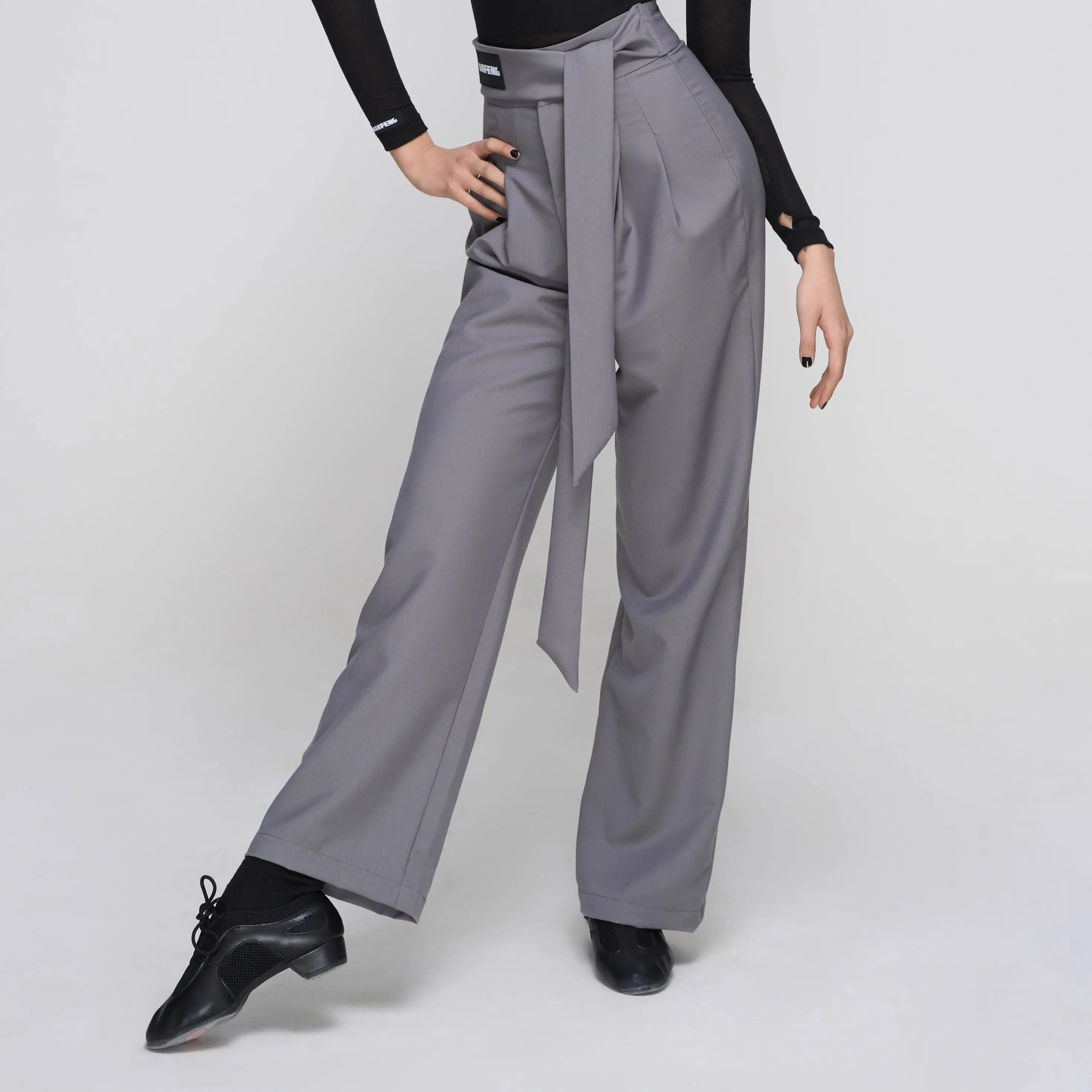 

Ribbon Latin Dance Pants Ballroom Dance Clothes Women Loose High Waist Professional Dancing Trousers Adult Practice Wear NV23093