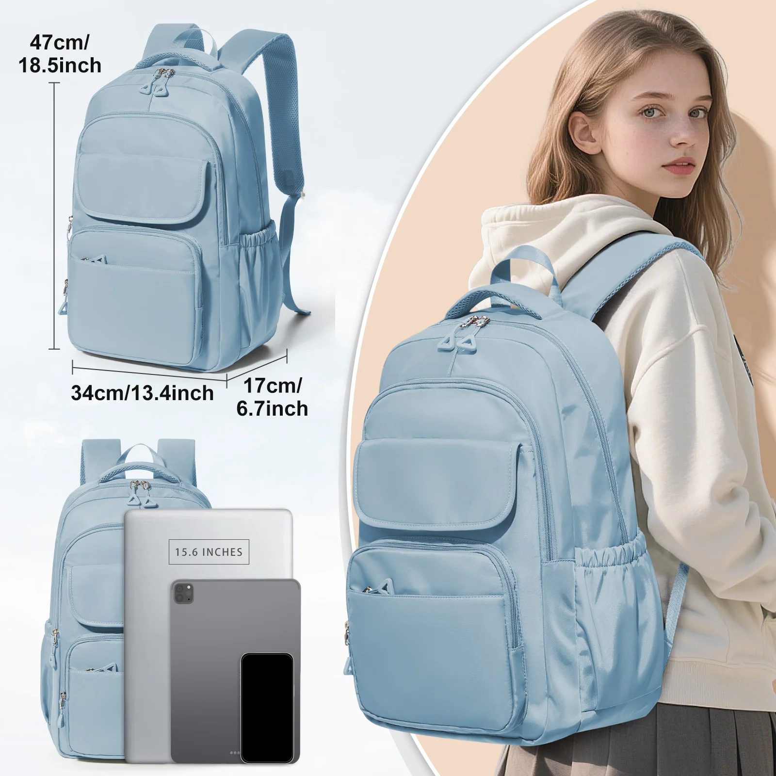 أنثى موضة حقيبة مدرسية مقاوم للماء سعة كبيرة حقيبة الكتب المدرسية المراهقين المدرسة الثانوية فتاة بنين حقيبة نهارية عادية حقيبة السفر