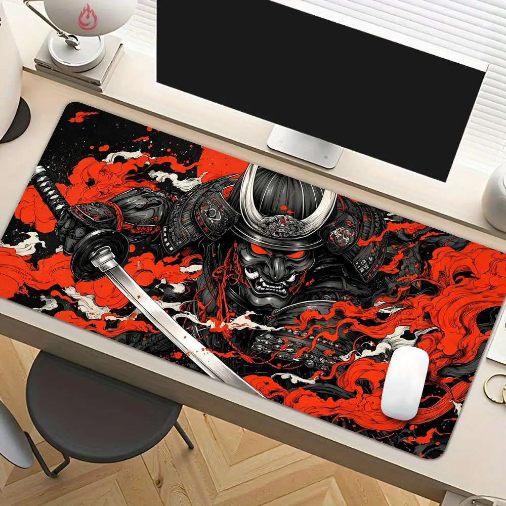 Fierce Oni Warrior Mouse Pad Desk Mat Large Computer Office Carpet XXL Mousepad Gamer Gaming PC Accessories Keyboard Rug